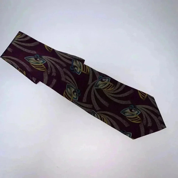 VINTAGE Alfani Mens Tie 100% Silk Necktie Peacock PURPLE, Handmade ITALY - Picture 1 of 7